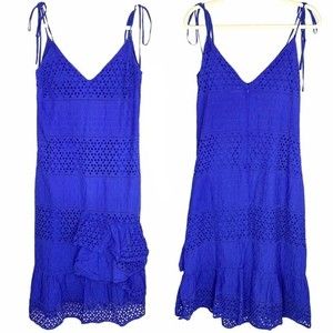 Asos Royal Blue Crochet Ruffle Midi Dress, 6